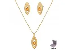 Conjunto vazado Morana zircônias dourado 40cm + 5cm