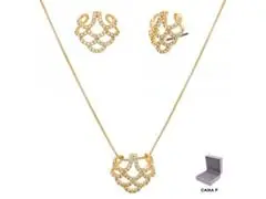 Conjunto Morana cravejado zircônias dourado 40cm + 5cm - 0