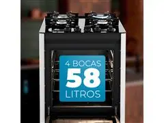 Fogão de Piso Fischer 4 Bc FIT LINE Gás Trempe IRON Bivolt Silver - 0