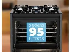 Fogão de Piso Fischer 5 Bc FIT LINE Gás Trempe IRON Bivolt Preto - 5