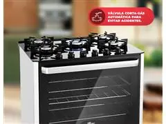 Fogão de Piso Fischer 5 Bc FIT LINE Gás Trempe IRON Bivolt Silver - 0