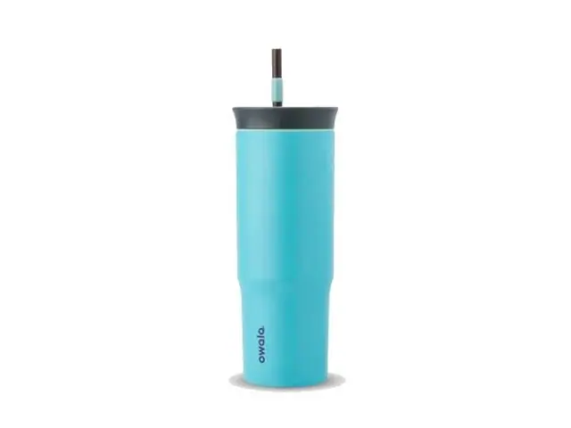 Copo Térmico Owala Tumbler Inox Com Canudo 710ml Blue Aqua Splash
