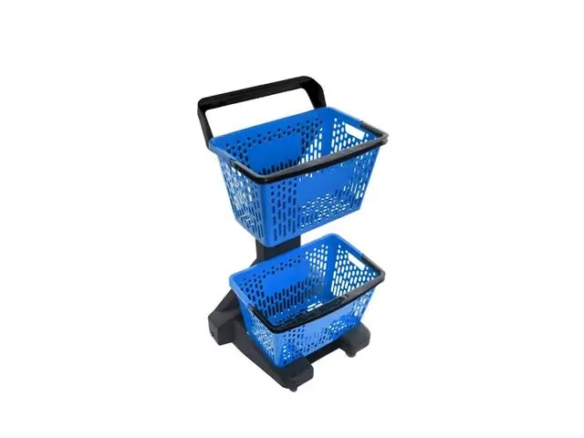 Carrinho 2 Cestos 54 Litros Preto/Azul