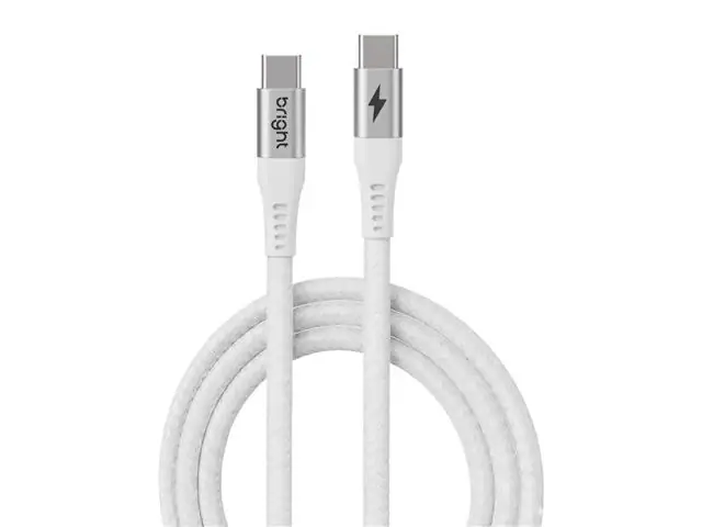 Cabo USB-C BRIGHT Branco 3A 1 Metro