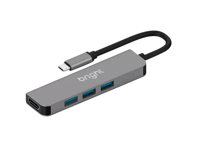 Hub USB-C BRIGHT com 3 Portas USB 3.0 e Hdmi 4K