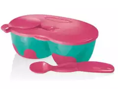 Marmita Infantil com Divisória e Colher Multikids Rosa - 0