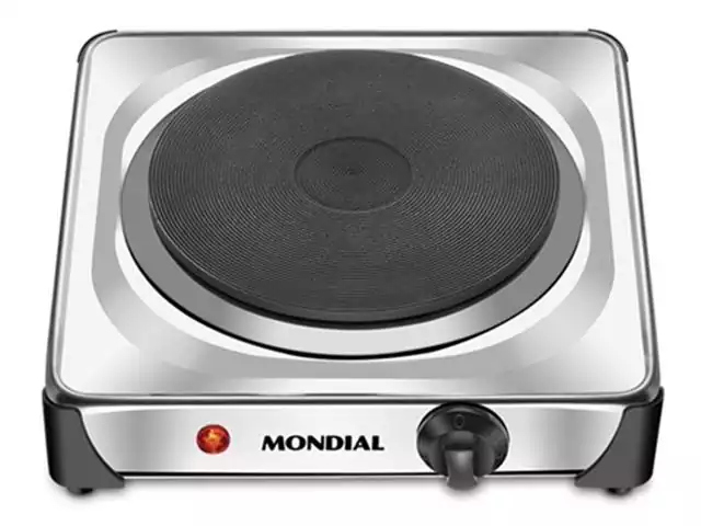 Fogão Elétrico Mondial 1 boca 6 temperaturas Fast Cook Inox