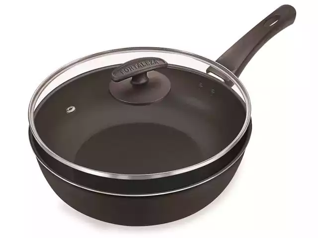 Frigideira Fortaleza Wok Black com Tampa de Vidro 24"