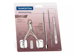 Kit para Cutículas e Pinça Tramontina em Aço Inox 4 Peças - 1