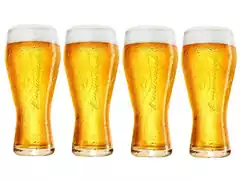 Jogo de Copos de Vidro para Cerveja Budweiser 4 Unidades de 400ML