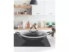 Panela Wok Tramontina Mônaco Antiaderente Preto e Tampa de Vidro 32CM - 1