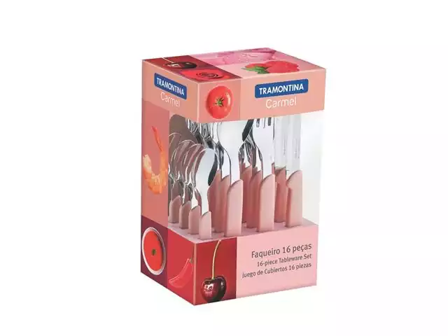 Conjunto de Talheres Tramontina Carmel Carmín/Claro 16 Peças