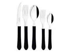 Faqueiro Tramontina Leme Lâminas em Aço Inox e Cabos Preto 20 Peças