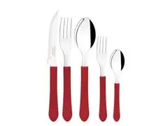 Faqueiro Tramontina Leme Lâminas em Aço Inox e Cabos Vermelho 20 Peças - 2