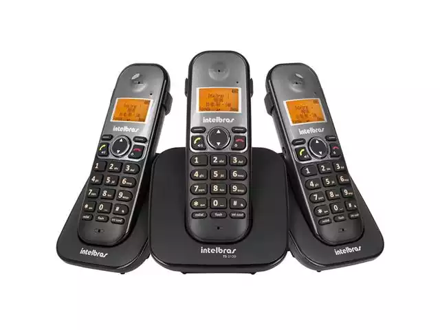 Combo Telefone Sem Fio Intelbras TS 5123 com 2 Ramais Preto