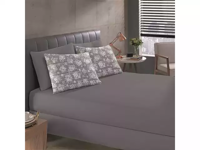 Jogo de Cama King Buettner em Malha Gabriela Cinza 3 Peças