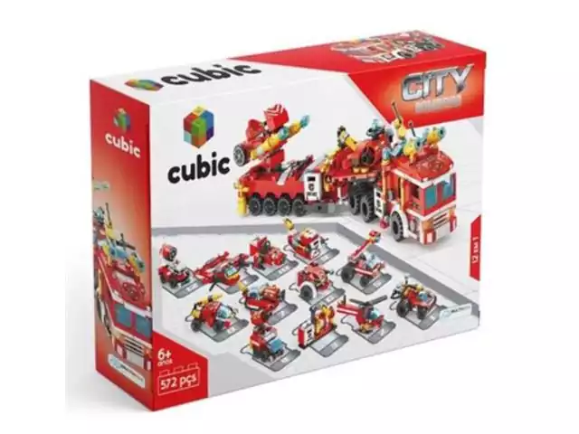 Blocos de Montar Cubic City Multilaser Bombeiro 12 em 1 com 572 Peças