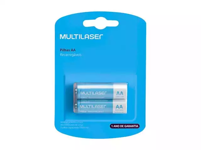 Pilhas Recarregáveis AA Multilaser 2500Mah com 2 Unidades CB053