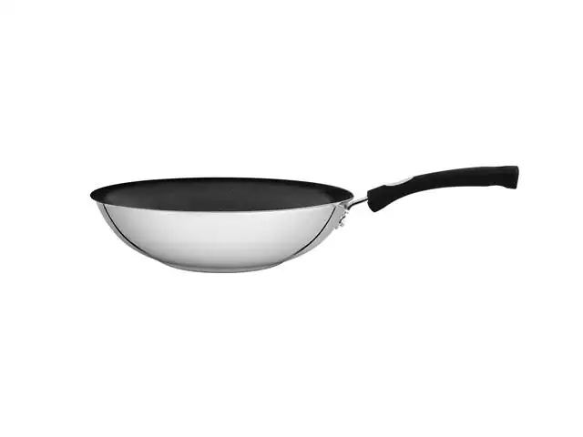 Panela Wok Tramontina Solar Silicone em Aço Inox Antiaderente 28CM